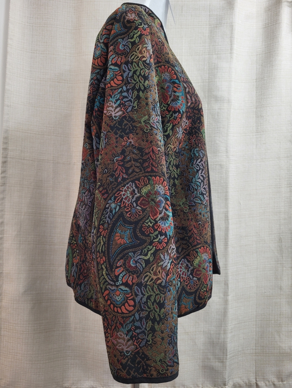 BonWorth Paisley Floral Tapestry Jacket Full Zip Women’s Vtg Size Medium Boho - Picture 4 of 11